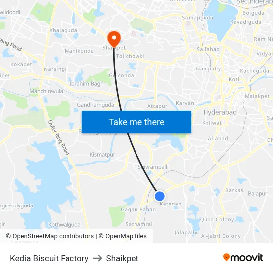 Kedia Biscuit Factory to Shaikpet map