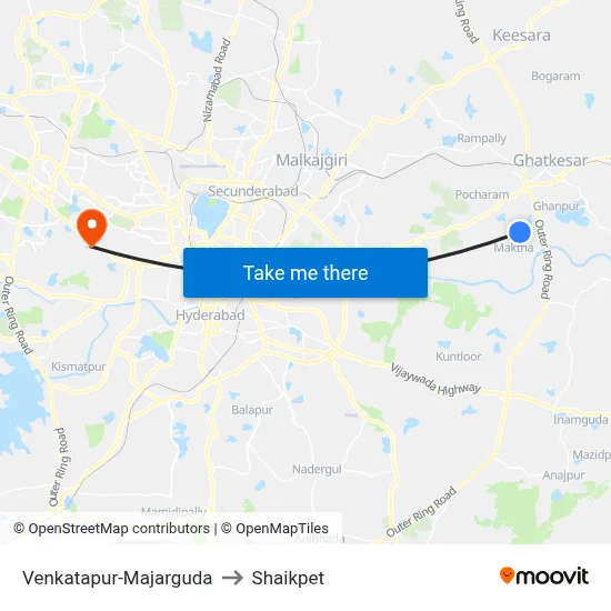 Venkatapur-Majarguda to Shaikpet map