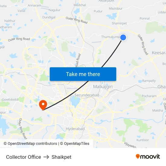 Collector Office to Shaikpet map