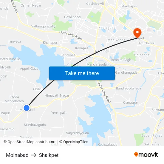 Moinabad to Shaikpet map