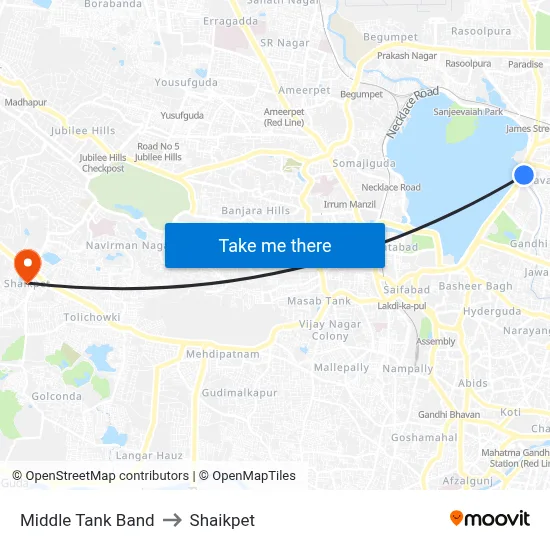 Middle Tank Band to Shaikpet map