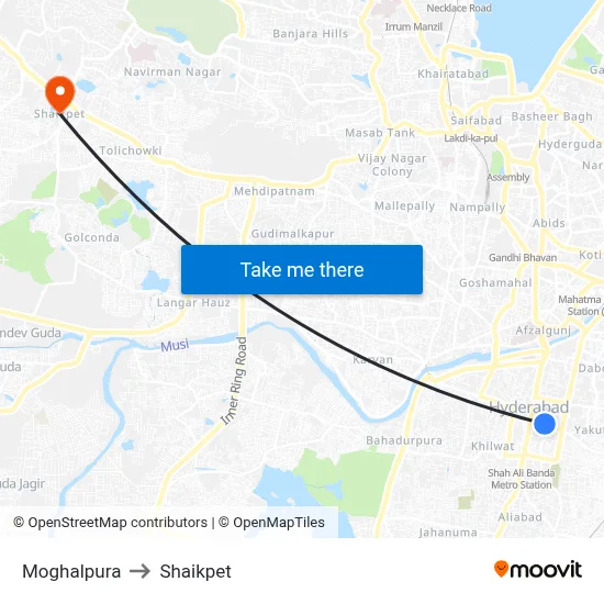 Moghalpura to Shaikpet map
