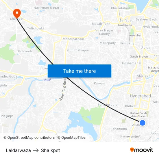 Laldarwaza to Shaikpet map