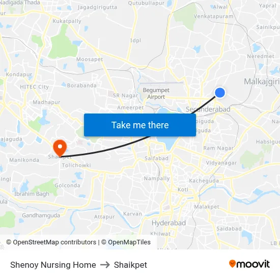 Shenoy Nursing Home to Shaikpet map
