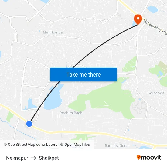 Neknapur to Shaikpet map