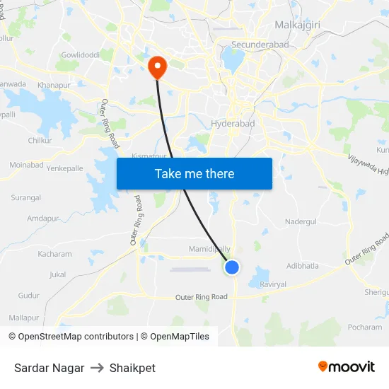 Sardar Nagar to Shaikpet map
