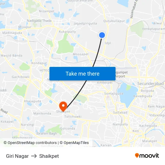 Giri Nagar to Shaikpet map