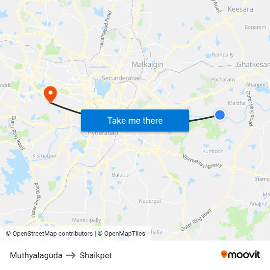 Muthyalaguda to Shaikpet map