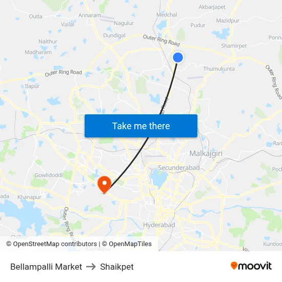 Bellampalli Market to Shaikpet map