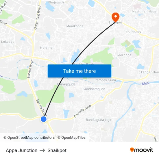 Appa Junction to Shaikpet map