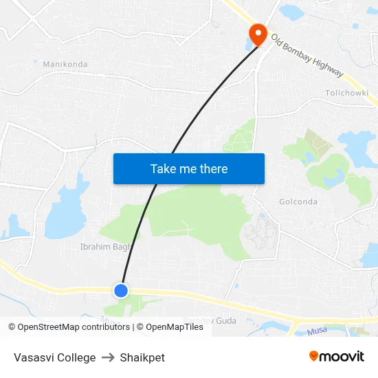 Vasasvi College to Shaikpet map