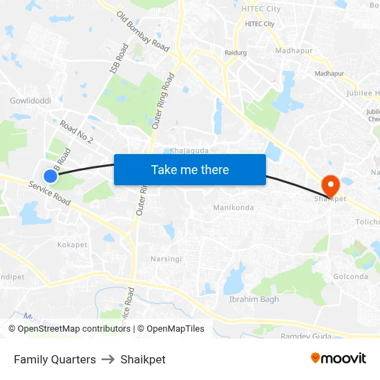 Family Quarters to Shaikpet map