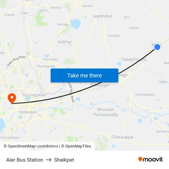 Aler Bus Station to Shaikpet map
