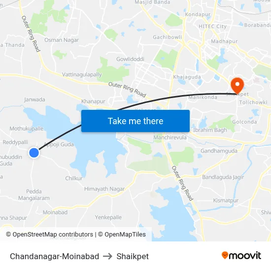Chandanagar-Moinabad to Shaikpet map