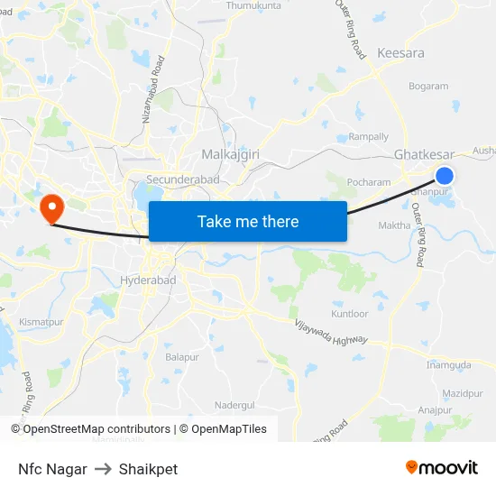 Nfc Nagar to Shaikpet map