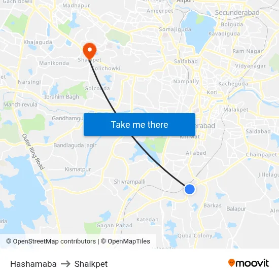 Hashamaba to Shaikpet map