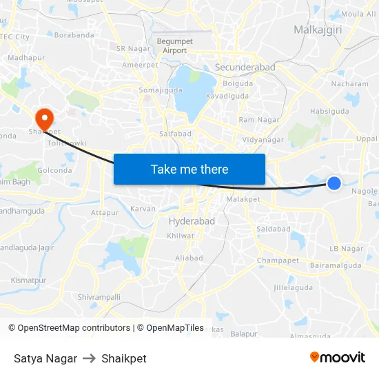 Satya Nagar to Shaikpet map