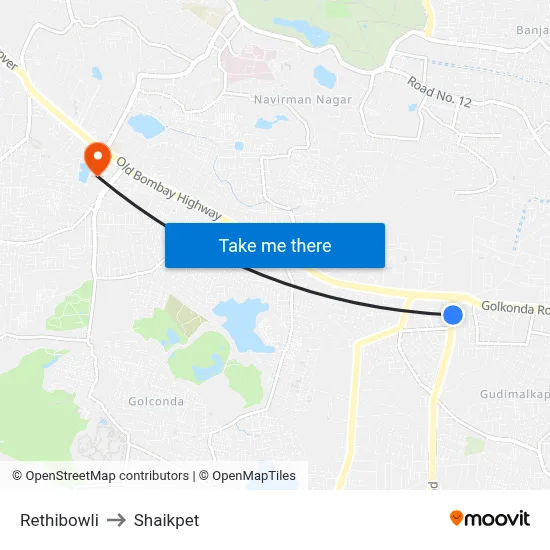 Rethibowli to Shaikpet map