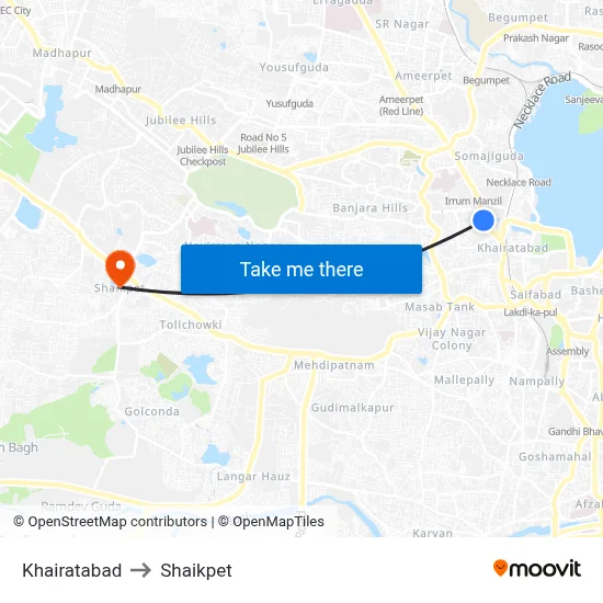 Khairatabad to Shaikpet map