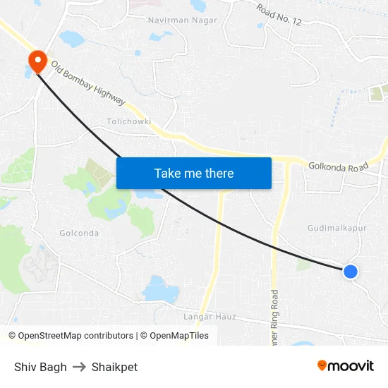 Shiv Bagh to Shaikpet map