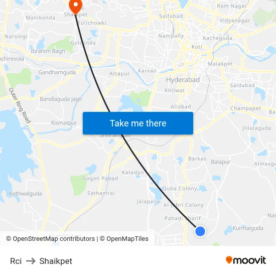 Rci to Shaikpet map