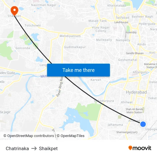 Chatrinaka to Shaikpet map