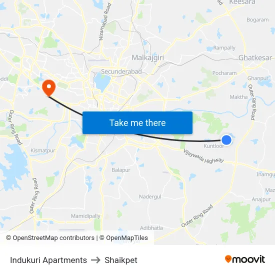 Indukuri Apartments to Shaikpet map