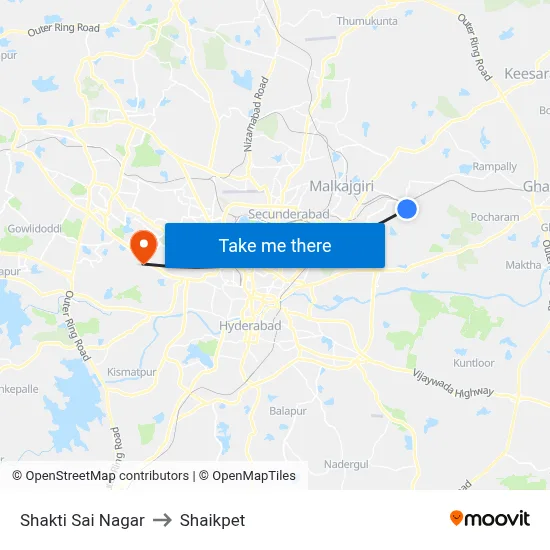 Shakti Sai Nagar to Shaikpet map