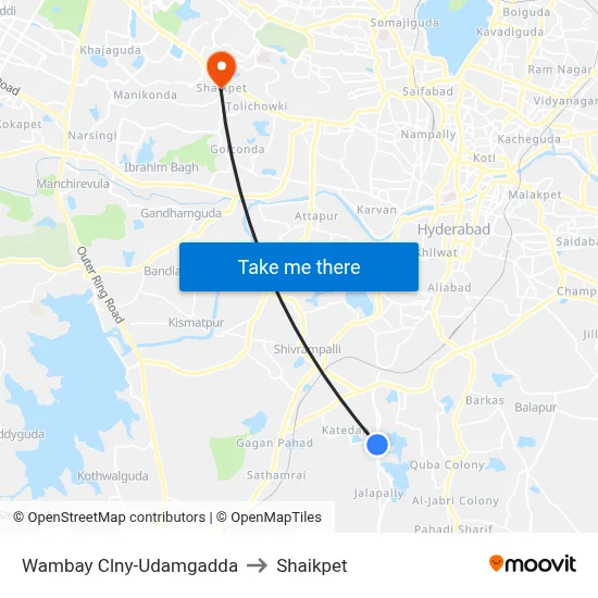 Wambay Clny-Udamgadda to Shaikpet map