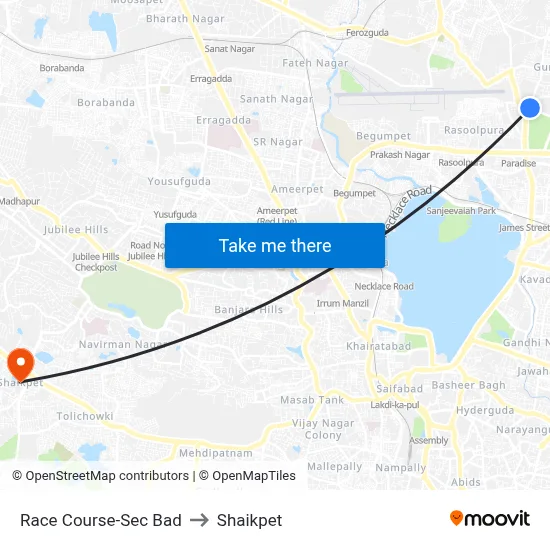 Race Course-Sec Bad to Shaikpet map