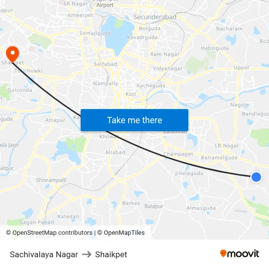 Sachivalaya Nagar to Shaikpet map