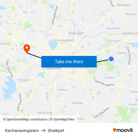 Kachavasingaram to Shaikpet map