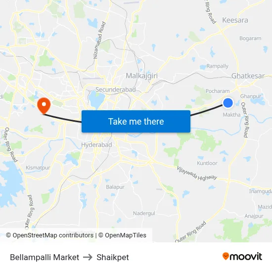 Bellampalli Market to Shaikpet map