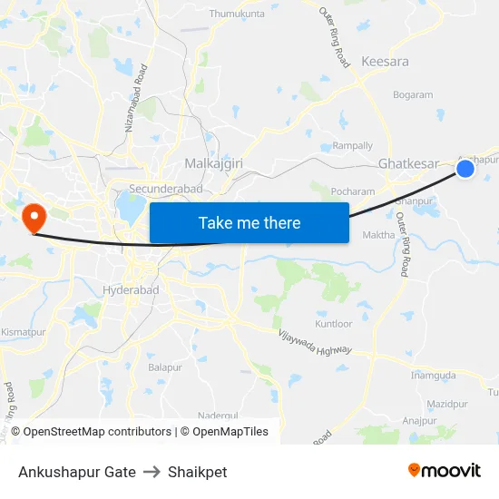 Ankushapur Gate to Shaikpet map
