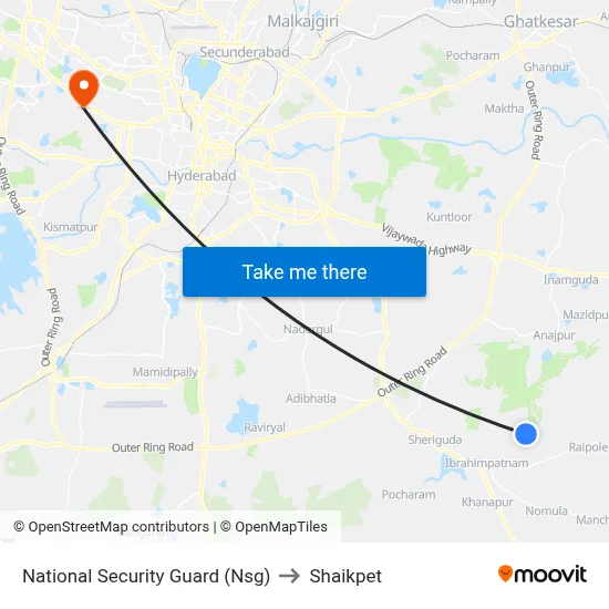 National Security Guard (Nsg) to Shaikpet map