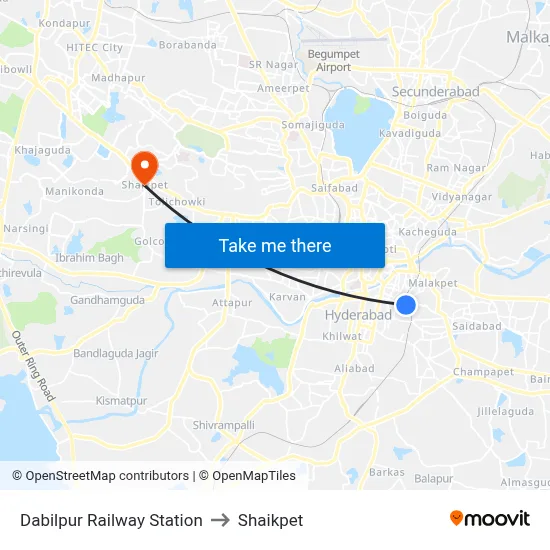 Dabilpur Railway Station to Shaikpet map