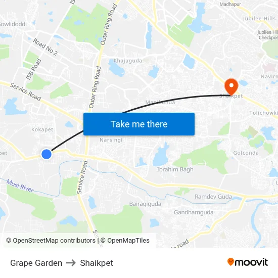 Grape Garden to Shaikpet map