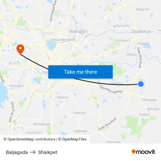 Baljaguda to Shaikpet map