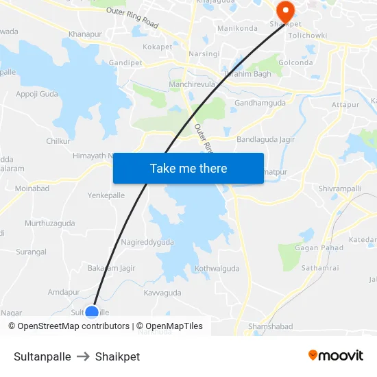Sultanpalle to Shaikpet map