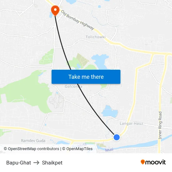 Bapu-Ghat to Shaikpet map