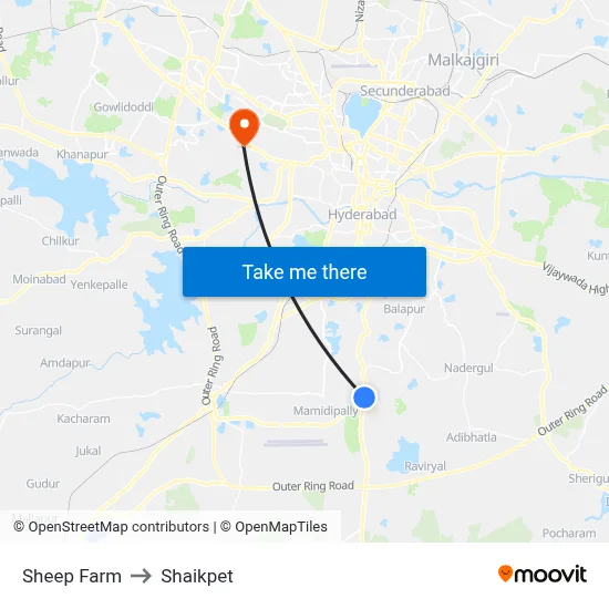 Sheep Farm to Shaikpet map