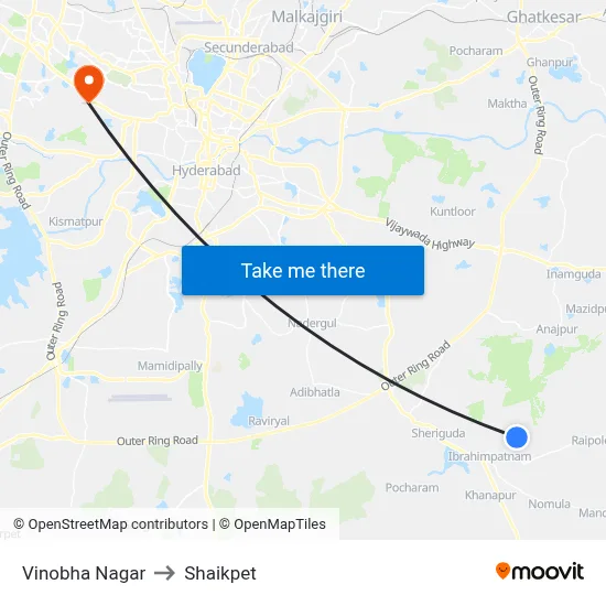 Vinobha Nagar to Shaikpet map