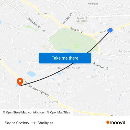 Sagar Society to Shaikpet map