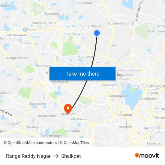 Ranga Reddy Nagar to Shaikpet map
