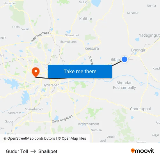 Gudur Toll to Shaikpet map