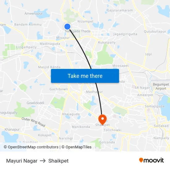 Mayuri Nagar to Shaikpet map