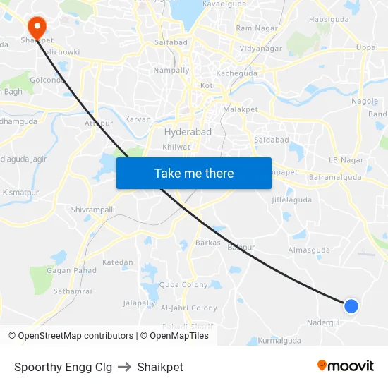 Spoorthy Engg Clg to Shaikpet map