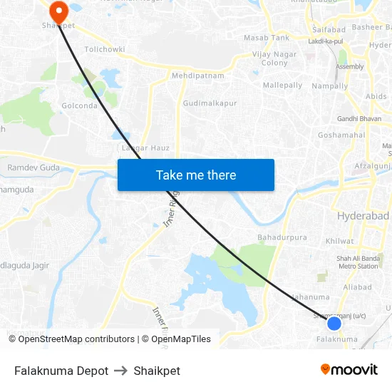 Falaknuma Depot to Shaikpet map