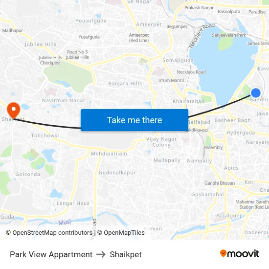 Park View Appartment to Shaikpet map