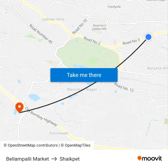 Bellampalli Market to Shaikpet map